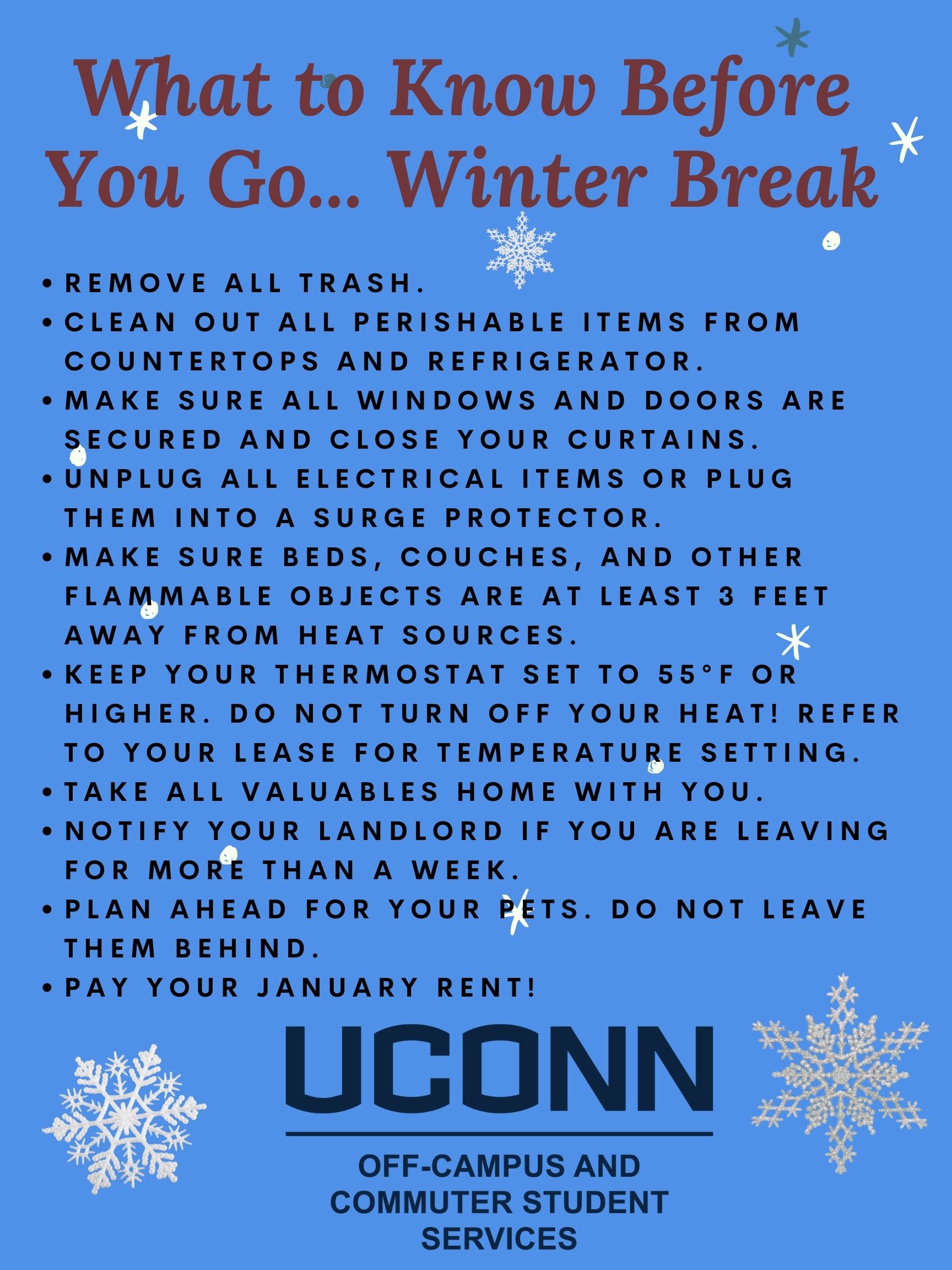 What to Know Before You Go, Winter Break! OffCampus and Commuter